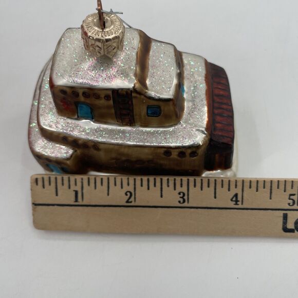 Landmark Creations Taos Pueblo Glass Ornament New Mexico Hand Painted 1998 VTG - Picture 10 of 11